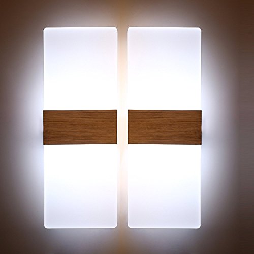 Glighone 12W Applique da Parete Interni Lampada a Muro Applique LED Moderne in Acrilico per Decorazione Soggiorno Camera da Letto Bagno Colore Bianco Freddo 2 Pezzi