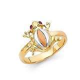 Paradise Jewelers mujeres tricolor sólida del oro amarillo magenta cubic zirconia anillo de la...