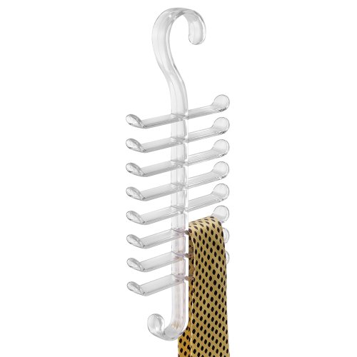 mDesign Schrank Organizer mit 17 Haken – ein praktischer Krawattenhalter und Gürtelhalter für den Kleiderschrank, durchsichtig