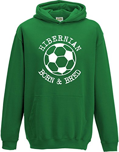Hat-Trick Designs Hibernian Football Baby/Kids/Childrens Hoodie Sweatshirt-9-11Yrs-Green-Born & Bred-Unisex Gift