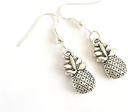 Pretty Pineapple Earrings Ear Hooks Pierced Jewellery Quirky New Silver Tone