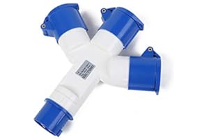 SENRISE 3-Way Splitter MASO 16A 220v IP44 3 Way 3 pin Industrial Site Plug & Wall Socket Waterproof IP44 Plug Connector Socket 2P+Earth Male/Female