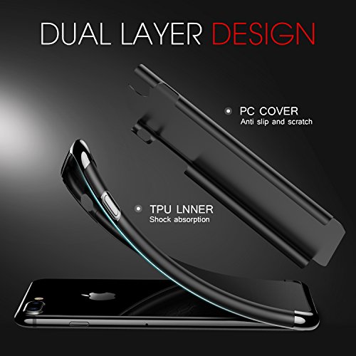 Funda iPhone 7 Plus  HUMIXX Cubierta 360 Grados Funda Completa Resistente Anti-rasgu  os   Antihuellas Externa Rigida y Silicona Interior Carcasa para Apple Iphone 7 Plus  Armor Series    negro  