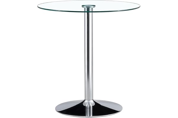 HAINEW Rund glasbord, köksbord glasbord matsalsbord med silver runda metallben för matsal vardagsrum kök, 89×89×92 cm, HNDE20