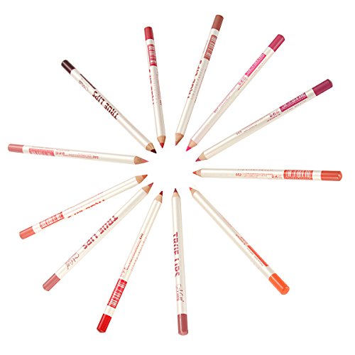 lipliner, LuckyFine Lipliner Set / 12 Farben Lipliner mit Bleistiftspitzer/ Langhaltender Lippenstift/ Lippenstift/ Lippenstiftfarbe Verändern / Lippenstift Set/ Lipliner Palette/ Set/ Rosa Matt / Matt Dunkelrot / Lippenstift/ Lippenstift Matt / Wasserfester Lipliner/ Langhaltender Lippenstift/ Permanent Lipliner - 4