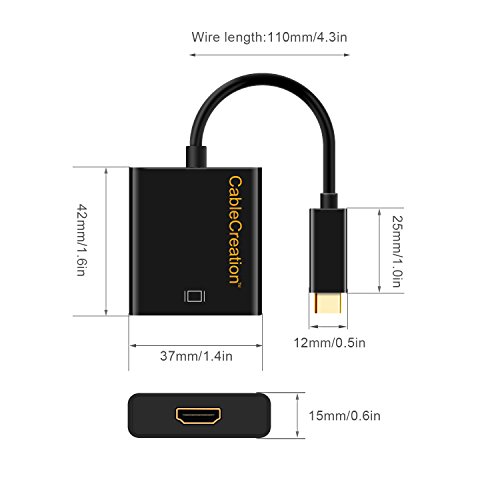 CableCreation Gold USB 3.1 Typ C (USB-C) auf HDMI Adapter (DP Alt Mode) für Apple Das neue Macbook / Chromebook Pixel / Dell XPS 13 / Yoga 900 / Asus Zen AIO / Lumia 950 / 950XL, Schwarz - 4