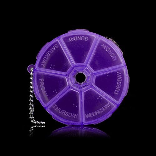 Medicine Case Container Weekly Dispenser Organizer Round Holder 7 Days(purple)