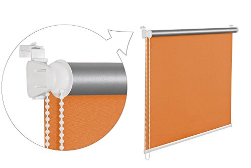 THERMOROLLO VERDUNKLUNGSROLLO 55x200 cm Orange FENSTERROLLO MIT THERMOBESCHICHUNG 100% ABDUNKLUNG INKL. SEILZUGHALTER …
