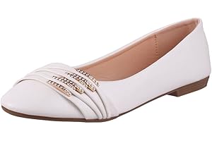 Elara Damen Ballerinas Bequem Lederoptik Strass Flach Chunkyrayan