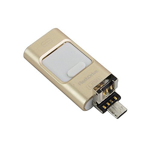 LL TRADER USB Stick Flash-Laufwerk OTG mit duale steckern für iphone5/ iphone6/iPad Mini/iPad Air/Android Phone/Mac/PC (64 GB, L3 Gold) - 3