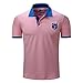Produktbild T Shirt Herren, HUIHUI Coole O-Ausschnitt Kurzarm Sweatshirt Slim Fit Basic uv Polo-Shirt Mode Sport Oberteile Oversize Bench Tops Spleißen Casual Sommer Freizeit Hemd Poloshirt (XXL, Rosa)