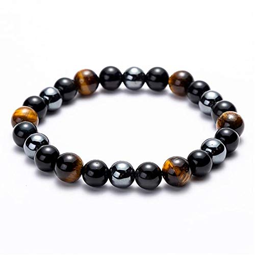 Stoke Home  Bracelet Triple Protection Activez Votre Pouvoir Intérieur en Combinant Ces Trois Pierres, Oeil de Tigre, Hématite et Obsidienne Noire | Pouvoir, Protection et Équilibre