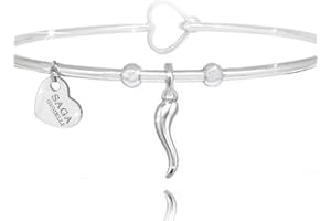 SAGA GIOIELLI BRACCIALE DONNA CORNO PORTAFORTUNA ACCIAIO