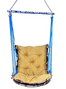 Shreehandloom Hammock Swing for Kids and Adults, with Accessories. Hanging Hammock Suitable for Indoor, Outdoor, Balcony. Weight Bearable 130Kg Color (Golden)