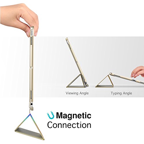 MoKo Hülle für Neu iPad Pro 12.9 2017 – PU Leder Tasche Schutzhülle Schale Smart Case mit Translucent Rücken Deckel, mit Auto Schlaf / Wach Funktion und Stanfunktion für Apple New iPad Pro 12.9 Zoll 2017 Tablet, Champagner Gold - 3