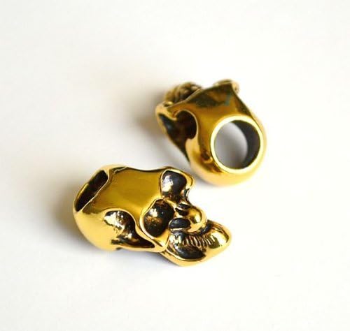 5 Metal Gold Skull Beads For 550 Paracord Bracelets, Lanyards, &amp; Other Projects by Paracord Skull Beads