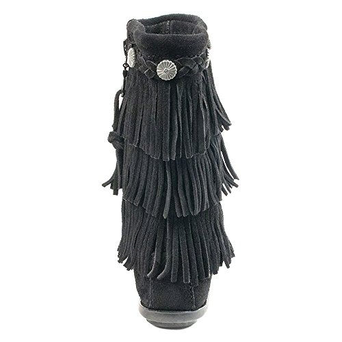 Minnetonka 3 Layer Fringe, Jungen Stiefel Black