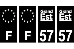 BEARN 57 Moselle logo 2 noir autocollant plaque immatriculation auto ville sticker Lot de 4 Stickers - Angles : droits