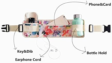 High Quality Adjustable Hydration Running Belt With Water Bottle Holder Lemon design - Top Running Utility Belt &amp; Fitness Workout. Fanny Waist&amp;Jogging Belt Pack With Water Bottles ideal for Marathon &amp; Fitness Training, Yoga, Cycling, Shopping，Jogging ,Hiking &amp; Exercise . with Zipped Pockets &amp; Headphone Hole Fits Smartphones (Flower Spring)