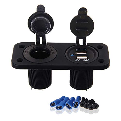 Adaptateur, 2 Ports USB 12V Pour Moto Auto Voiture Camion Téléphone, Noir