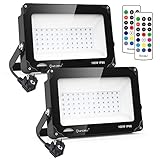 【MEMORY-FUNKTION】 Dieser 100W RGB LED Strahler hat eine Memory-Funktion. Nach erneutem Einschalten mit der Fernbedienung kann er sich an die Farbe und Helligkeit beim letzten Einstellen erinnern.