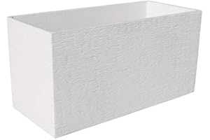 AnaParra Jardinera Rectangular Moderna en hormigón aligerado para Exterior Rectangular Pacífico 90X40X48cm. Natural Blanco