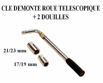 Peraline Cle demonte roue 17-19 mm avec embout 21-23 mm voiture 4x4 fourgon camion