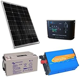 Kit Solar Cabin Base 60W 12V Panel Mono Inverter 600W Controller Battery 38Ah