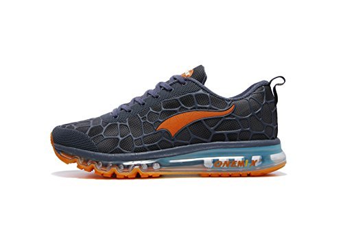 Onemix Mens Air Cushion Trainer Running Shoes Lake Blue Orange