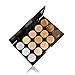 Fashion Base New 15 Colors Contour Face Cream Makeup Concealer Palette + Powder Brush With Free Body Art Stickers Removable Waterproof Temporary Tattoo Stickers (15 Color Concealer Palette&Brush)