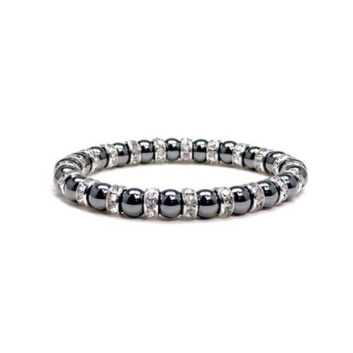 Accents Kingdom Bracelet Hématite Magnétique Tuchi Perle Simulée Pour Femme Avec Cristal,19.05 cm