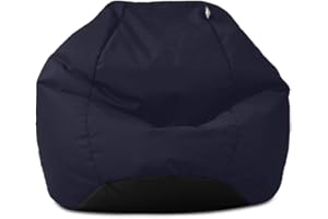 rucomfy Beanbags Kids Classic Bean Bag Chair with Filling - Wipe Clean Water-Resistant Comfortable Outdoor Garden Seat for Kids - 60 x 65 x 65cm (Navy Blue)