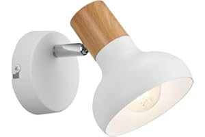 RL LIVE YOUR LIGHT Reality Leuchten RL Wall Spot Latika R81521031, Metal White mate, madera sintética o artificial, excl. 1x E14