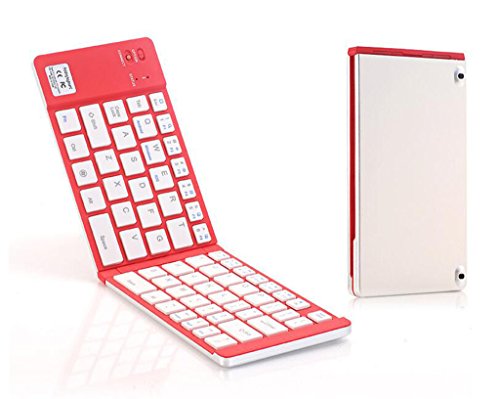 Preisvergleich Produktbild ZSY Funktastatur Zweifalzfalte Aluminiumlegierung Bluetooth-Tastatur Unterstützung Für Drei Systemtelefone und Tablet-Tastaturen Blau Rot Schwarz