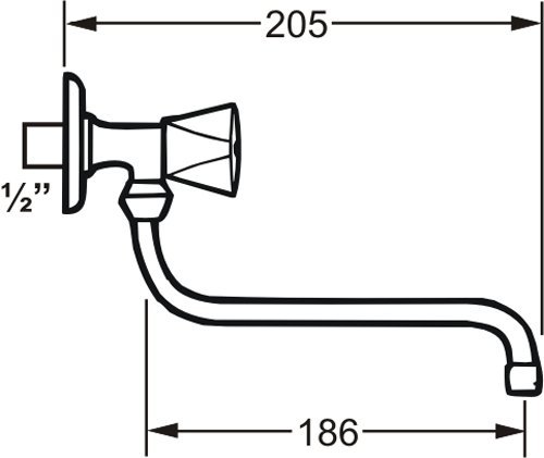 Cornat LI92 1938 Lisa 1-Griff Schwenkventil Wandeinbau, chrom - 7