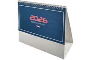 AURACASA Calendario da Tavolo 2026 – Mensile 19x14,5 cm - Per Ufficio Domestico e Scuola (ROSSO)