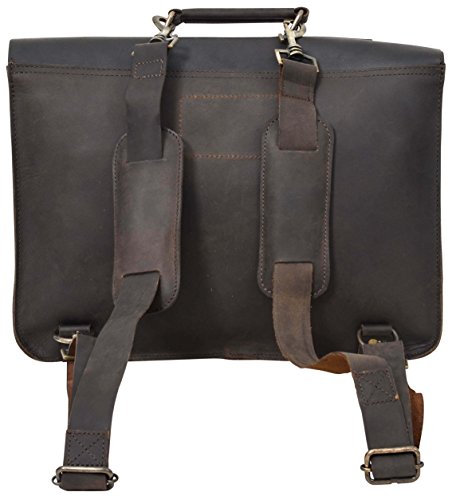 Gusti Leder studio „Edgar“ Rucksack oder Umhängetasche Ledertasche Laptoptasche 15,4″ Rucksack Lederrucksack Cityrucksack für Outdoor Bordtasche Unirucksack Arbeitstasche Klassiker Büffelleder Echt Leder Vintage Elegant Damen Herren Antikbraun 2M2-26-54 - 7