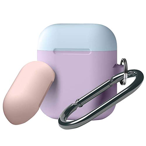Preisvergleich Produktbild Webla Mehrfarbige Silikonhülle mit Schlüsselring für AirPodos, Silikon