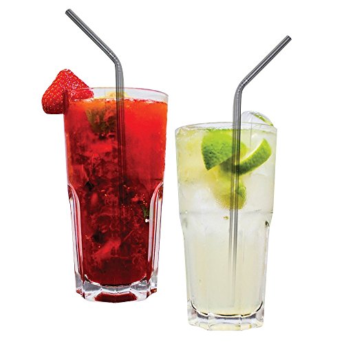 Sanwood 4 gebogene Edelstahl-Trinkhalme Set + 1 pc Reinigungsbürste - 3