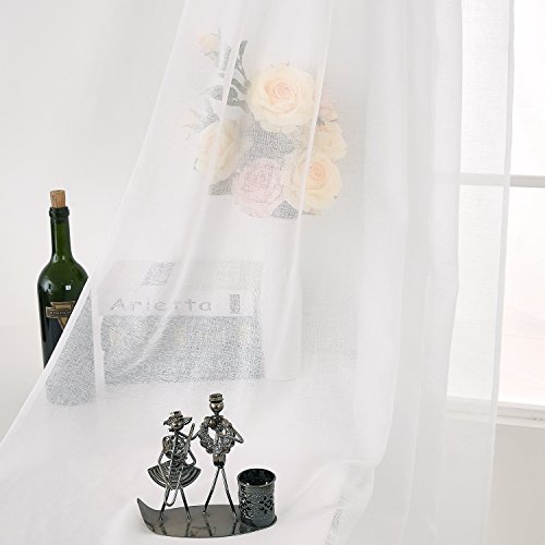 Deconovo Vorhang Transparent Gardinen Wohnzimmer Voile Vorhang Ösenvorhang 245×140 cm Weiß 2er set - 5