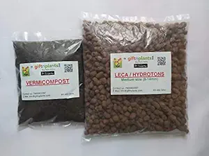 GIFTnPLANTS Vermicompost (900 GMS) and 4 LTR Free, LECA Balls, Hydrotons(Size- 8 to 14 mm) for Better Health of Plants and Beautification