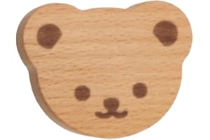 ANGAEKKOT Furniture Knobs Wooden Heart Pack of 6, Cabinet Knobs, Wooden Buttons for Dressers, Cabinet Knobs Wood for Children's Room, Drawer Knobs, Knob for Cabinet for Home, Kitchen, Bedroom, Wardrobe (Bear)