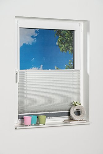 K-home Klemmfix-Doppelplissee 2-in-1 Lichtschutz mit Verdunklung 80 x 130 (B x L) hellgrau / grau