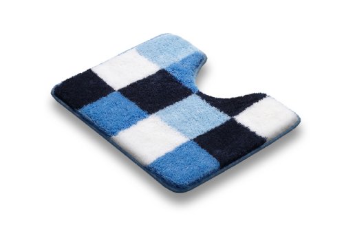 Vonella WC Vorleger mit Ausschnitt Blau 60x50 cm Karo geprüft nach OEKO-TEX Standard 100