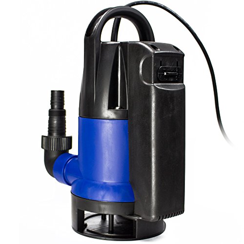 AWM Tauchpumpe Flachsaugend Gartenpumpe Wasserpumpe, 400 Watt, Schmutzwasser, 10 m Rundkabel, Förderhöhe 5 m, Fördermenge 8000l/h, AM-400-TS - 2