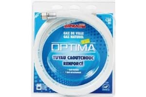 DIPRA - Flexible Gaz Naturel 10 Ans 2,00 m – Filetage Femelle/Femelle 15/21 – Caoutchouc avec Écrou Anti-Torsion – Certifié NF