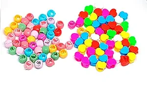 Trendsetter Pack of 100 pcs Multicolor plastic Mini Hair Claw / Clips for kids toddlers baby girl (50 pcs Heart shape + 50 pcs round shape )