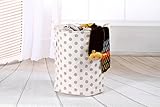 Sea Team 19.7 Large Sized Waterproof Coating Ramie Cotton Fabric Folding Laundry Hamper Bucket Cylindric Burlap Canvas Storage Basket with Stylish Grey Polka Dot Design by Sea Team - 6