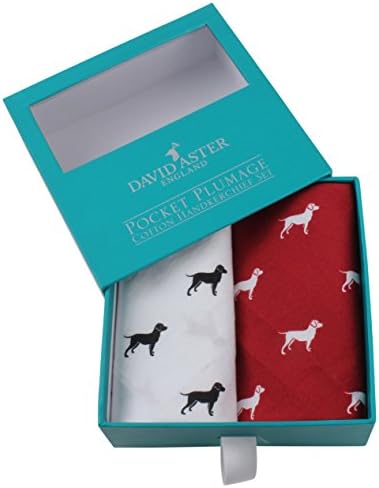 Dalaco White & Red Embroidered Labrador Dog Print Handkerchiefs An For All Dog Enthusiasts (HR-34)