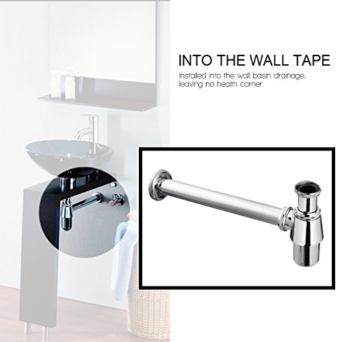 BONADE® Runde Form Röhrensifon Siphon Geruchverschluß 1 1/4″ für Waschtisch / Waschbecken, Messing verchromt - 9